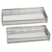 Elegiac Nickel Rectangular Set Of Two Tea Tray In Antique Silver