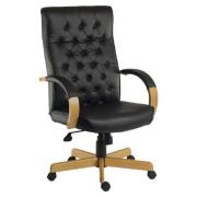 Waltham Leather Home And Office Chair In Oak And Black