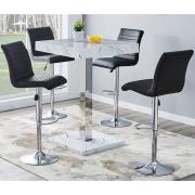 Topaz Vida Marble Effect Gloss Bar Table 4 Ripple Black Stool