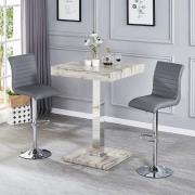 Topaz Grey Oak Effect Bar Table With 2 Ripple Grey Stools