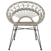 Hunor Grey Kubu Rattan Chair With Black Iron Legs