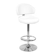 Casino White Leather Bar Stool With Chrome Base