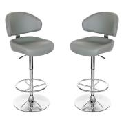 Casino Grey Leather Bar Stool In Pair