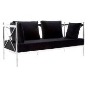 Kurhah Black Velvet 2 Seater Sofa With Silver Lattice Frame