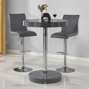 Havana Grey Gloss Bar Table With 2 Ripple Grey Stools