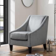 Maelys Velvet Lounge Chaise Chair In Grey