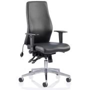 Onyx Ergo Leather Posture Office Chair In Black With Arms