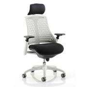 Flex Task Headrest Office Chair In White Frame With White Back