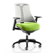 Flex Task White Back Office Chair With Myrrh Green Seat