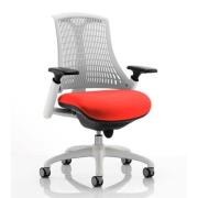 Flex Task White Frame White Back Office Chair In Tabasco Red