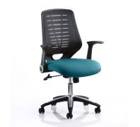 Relay Task Black Back Office Chair With Maringa Teal Seat