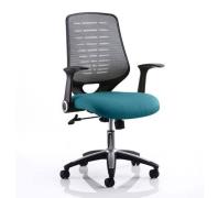 Relay Task Silver Back Office Chair With Maringa Teal Seat