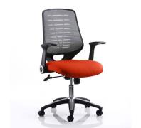 Relay Task Silver Back Office Chair With Tabasco Red Seat