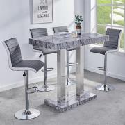 Caprice Melange Effect Bar Table With 4 Ritz Grey White Stools