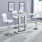 Caprice Diva Marble Effect Gloss Bar Table 4 Ripple White Stools