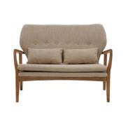 Porrima 2 Seater Sofa In Beige With Natural Wood Frame