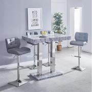 Caprice Melange Effect Bar Table With 4 Candid Grey Stools