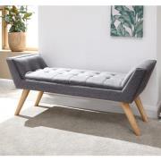 Mopeth Fabric Upholstered Window Seat Bench In Dark Grey