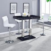 Caprice Milano Effect Gloss Bar Table 4 Ripple White Stools