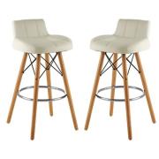 Porrima White Faux Leather Effect Bar Stools In Pair