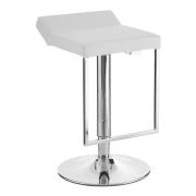 Ceko White Leather Seat Gas Lift Bar Stool With Chrome Base