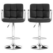 Stocam Black Faux Leather Bar Chairs With Chrome Base In A Pair