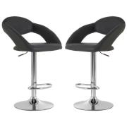 Talore Grey Faux Leather Bar Chairs With Chrome Base In A Pair