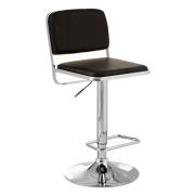 Porrima Black Leather Seat And Chrome Base Bar Stool