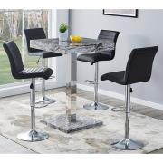 Topaz Melange Marble Effect Bar Table 4 Ripple Black Stools