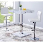 Topaz Vida Marble Effect Gloss Bar Table 2 Coco White Stools