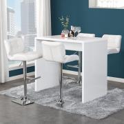 Glacier White High Gloss Bar Table 4 Candid White Stools