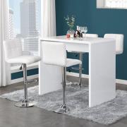 Glacier White High Gloss Bar Table 4 Coco White Stools