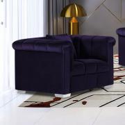 Kenosha Malta Plush Velour Fabric Armchair In Ameythst