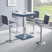 Topaz Glass White Grey Bar Table 4 Copez Grey White Stools