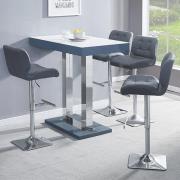 Caprice White Grey Gloss Bar Table 4 Candid Grey Stools