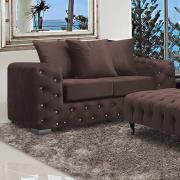 Worley Malta Plush Velour Fabirc 2 Seater Sofa In Mushroom