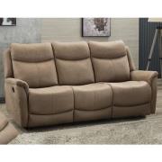 Arizones Fabric 3 Seater Electric Recliner Sofa In Caramel