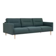 Nexa Fabric 3 Seater Sofa In Dark Green With Oak Legs