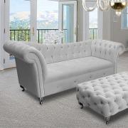 Izu Plush Velvet 3 Seater Sofa In Silver