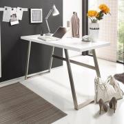 Helena Computer Desk Rectangular In Matt White With Metal Frame