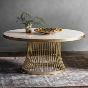 Alexxis Round Contemporary Glass Top Coffee Table In Champagne