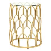 Cascade Clear Glass Top Side Table With Gold Leaf Frame