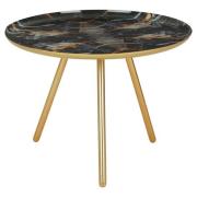 Aristote Faux Marble Side Table With Gold Legs In Multicolor