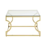 Alluras Small Clear Glass Coffee Table With Curved Gold Frame