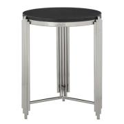 Gakyid Round Granite Top Side Table With Stainless Steel Frame