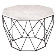 Shalom Octagonal White Marble Top Coffee Table With Black Frame