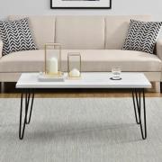 Ojai Wooden Coffee Table With Black Legs In White