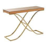 Kensick Rectangular Mirrored Console Table In Brown