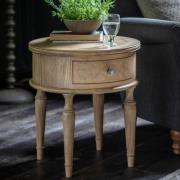 Mestiza Round Wooden Side Table With 1 Drawer In Natural