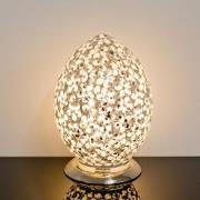 Izar Medium White Flower Design Mosaic Glass Egg Table Lamp